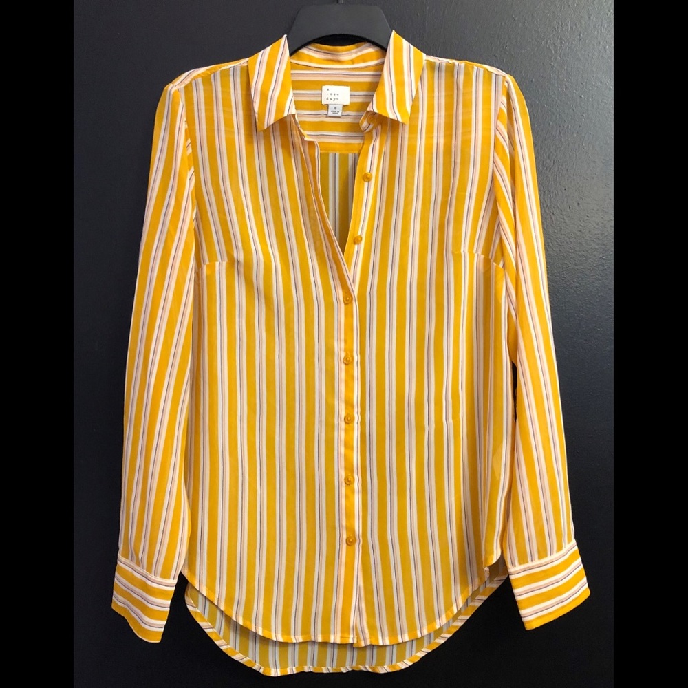 a new day Yellow Striped Button-Down Shirt